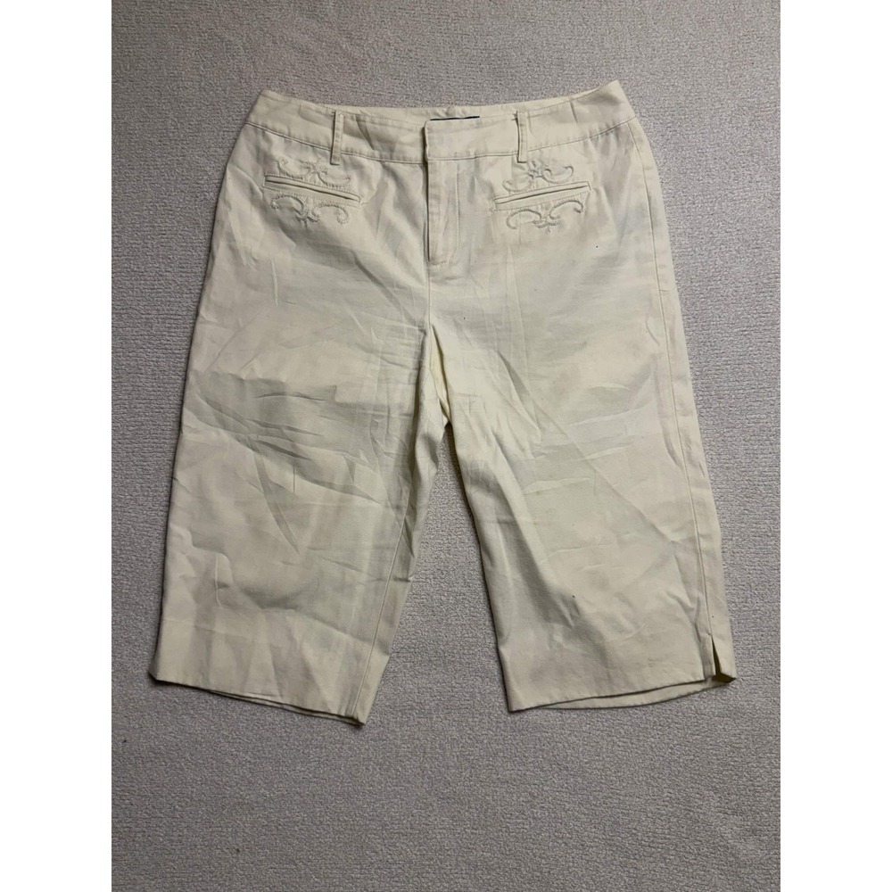 Lauren Ralph Lauren Womens Shorts 10P Bermuda Ivory 100% Cotton Solid Twill